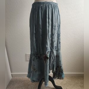 Vintage Violet Kay Floral fairy mermaid trumpet silk-blend lace Maxi Skirt_PXL
